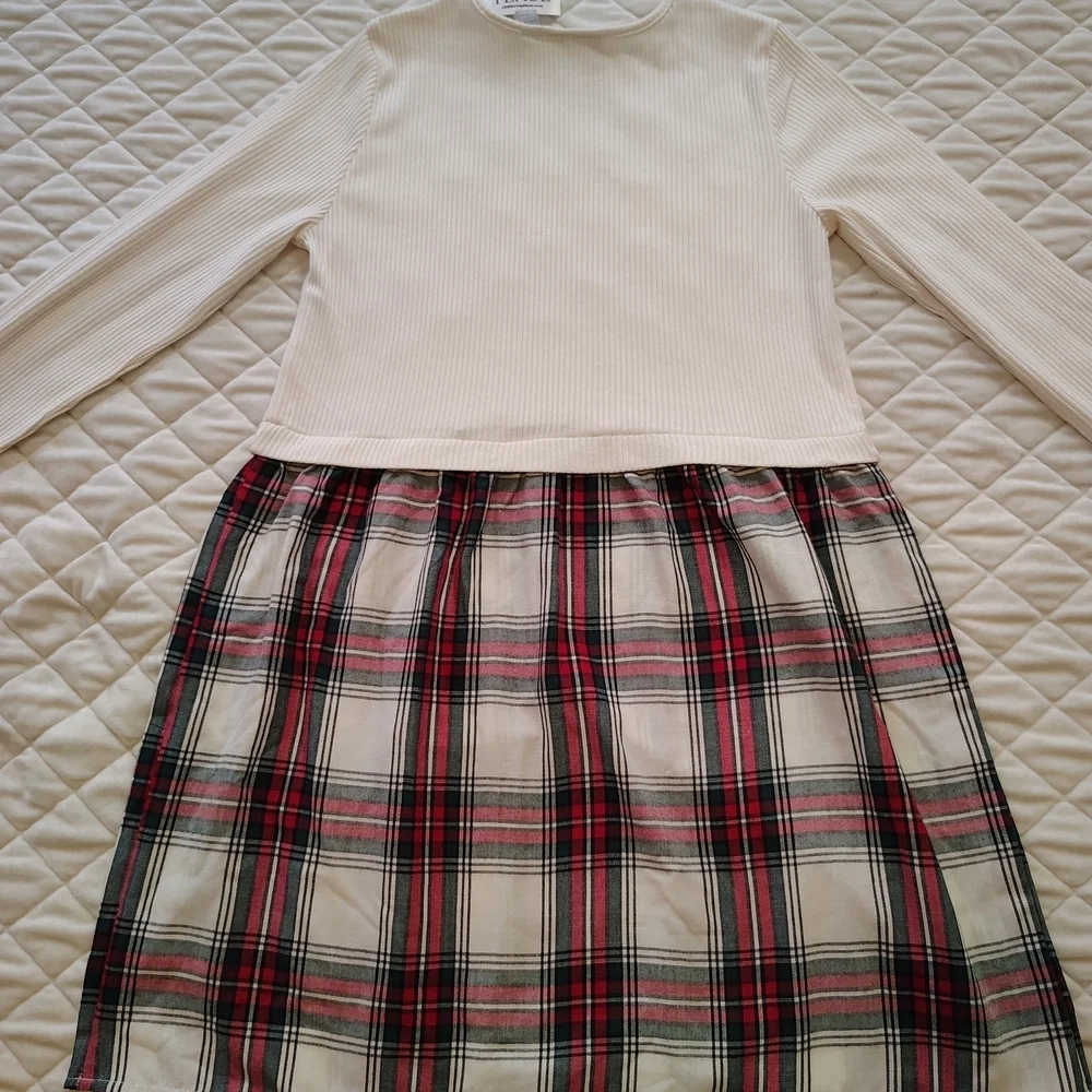 The Children's Place Girls' Long Sleeve Plaid Ribbed Fit and Flare Dress.Size 16